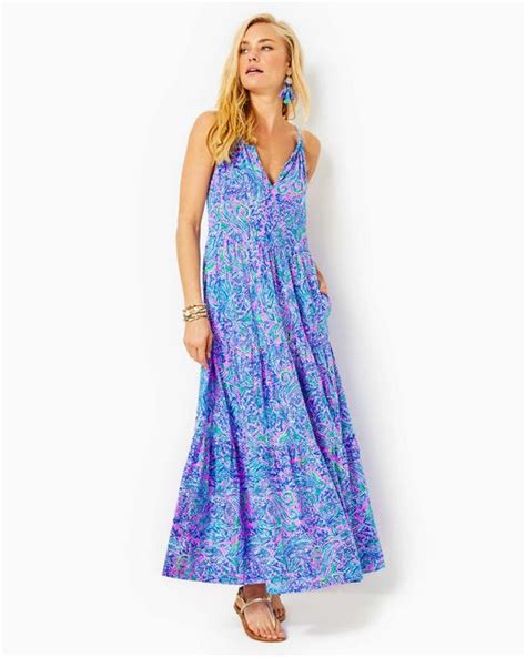 Lilly Pulitzer Maribella Halter Maxi Dress In Blue Lyst