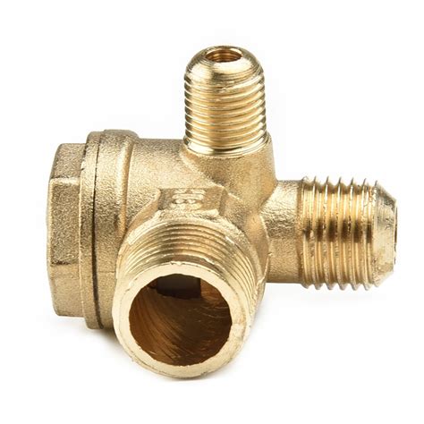 3 Port Check Valve Brass Male Thread 3 Way Metal Air Compressor Check Valve Connector Tool For