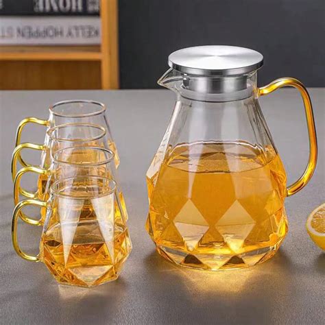 Borosilicate Glass Diamond Pattern Hot Water Cup Luxury Cold Water Pot