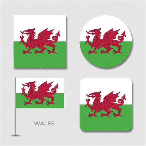 National flags of wales set design template psd file | Premium PSD