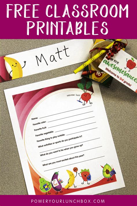 Free Classroom Printables; Free Teacher Printables | Healthy Family Project