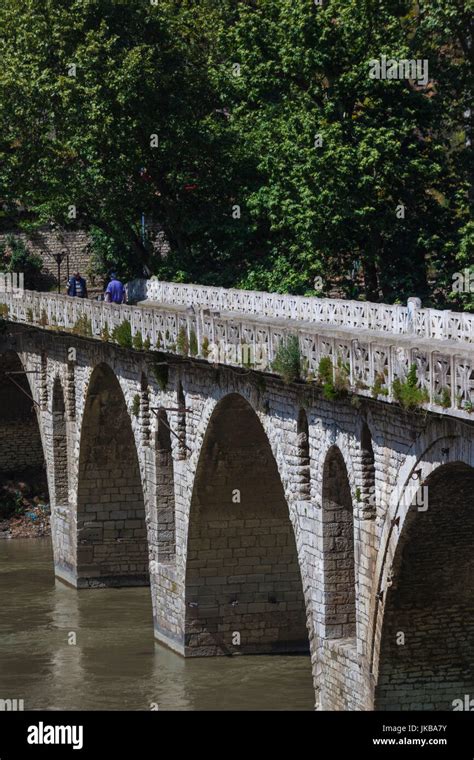 Albania Berat Ottoman Era Stone Bridge On The Osumi River Stock Photo