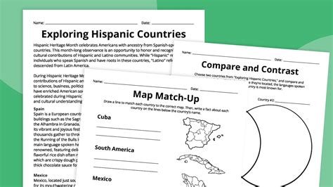 Free Printable Hispanic Heritage Month Worksheets