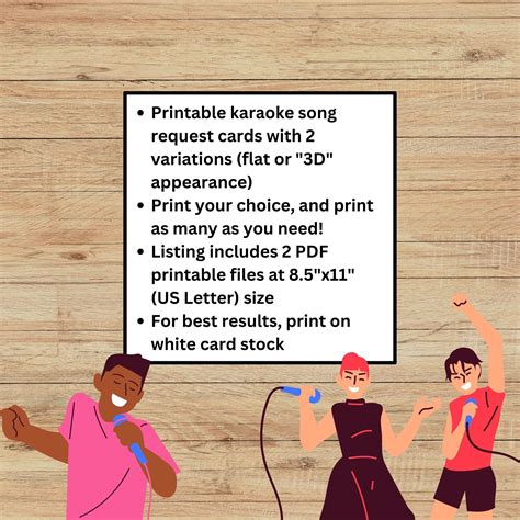 Printable Karaoke Party Song Request Cards Retro Design Request Music