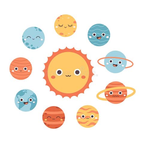 Collection of Trendy Cartoon Planets. Solar System. Earth Day, Save ...