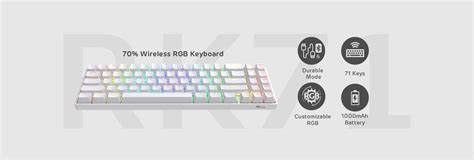 ROYAL KLUDGE RK71 71 Keys Wireless 70% RGB Mechanical Gaming Keyboard ...