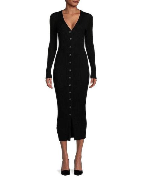 Calvin Klein Ribbed Maxi Sweater Dress In Black Lyst