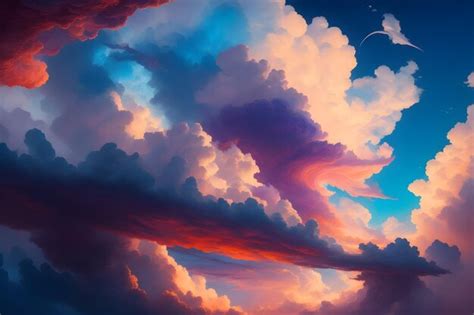 Premium Photo | Realistic clouds and sky illustration enchanting ...