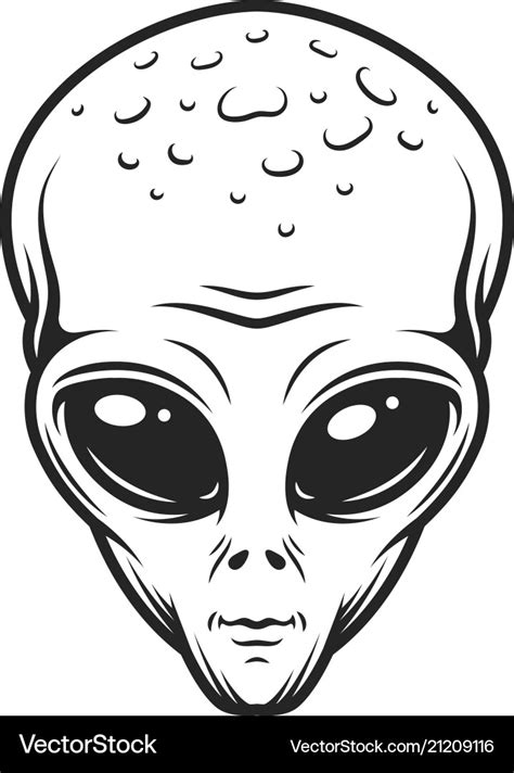 Vintage Monochrome Alien Face Concept Royalty Free Vector