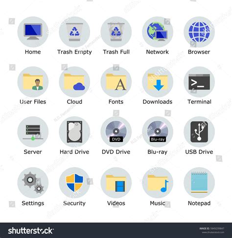 Desktop Icons Pack Computer Icon Theme Stock Vector Royalty Free