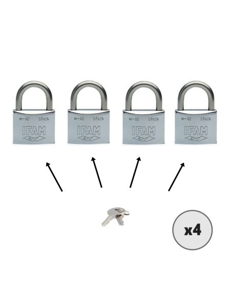 Lot de 4 cadenas de sécurité IFAM Marine 40 avec clés identiques