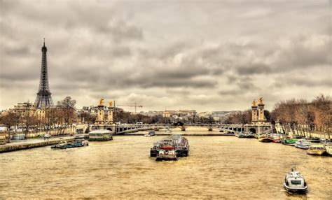 Premium Photo | The eiffel tower and the pont alexandre iii over the ...