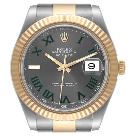 Rolex Datejust Steel Yellow Gold Wimbledon Dial Mens Watch