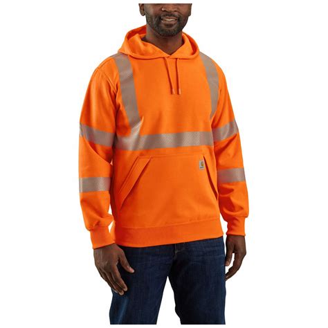 CARHARTT, ANSI Class 3, Horizontal, High Visibility Hooded Sweatshirt ...