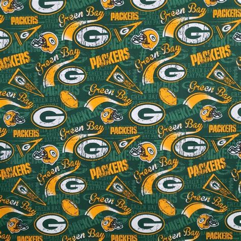 Nfl Green Bay Packers Logo Cotton Fabric 12 Yard 18 X 44 Good Etsy