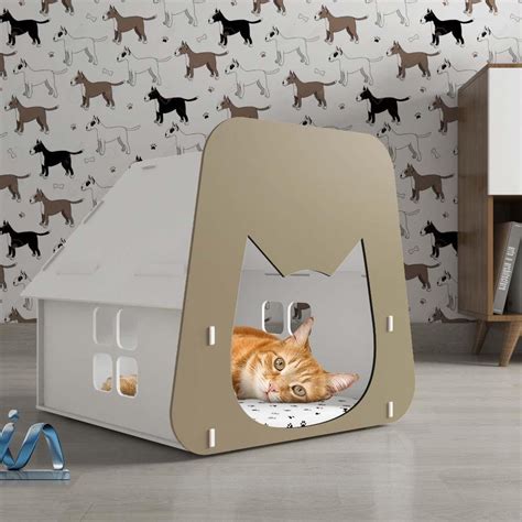 Casinha Para Gato Em Mdf Branco E Marrom Madeiramadeira