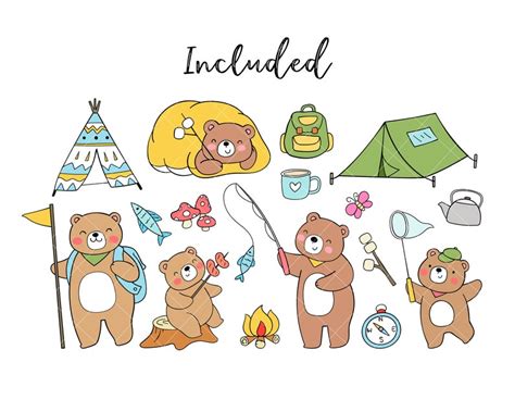 Bear Summer Camp Clipart Woodland Clip Art Summer Camp Clipart Etsy