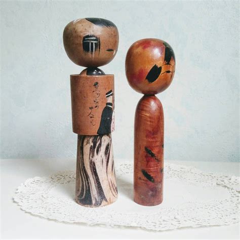 Vintage Japanese Peg Dolls Traditional Kokeshi Dolls Mid Etsy