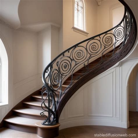 forged railings for art nouveau spiral staircase Prompts | Stable ...