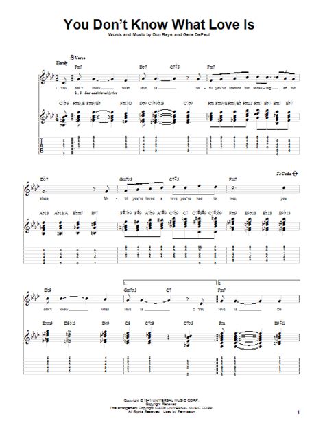 You Dont Know What Love Is Sheet Music Carol Bruce Guitar Tab