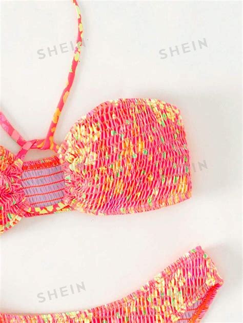 Shein Swim Mod Bikini Mit Neckholder Bl Mchen Muster Aktuelle Trends