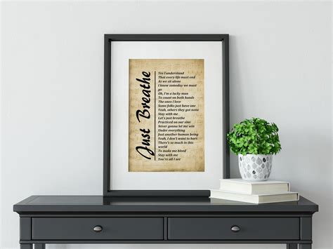 Just Breathe Print Lyrics on Sheet Music Background, Song Lyrics Wall ...