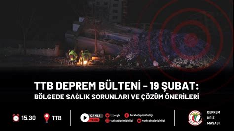 Ttb Deprem B Lteni Ubat B Lgede Sa L K Sorunlar Ve Z M