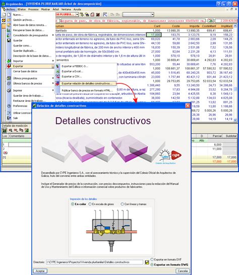 Detalles constructivos Exportación a DXF y DWG CYPE