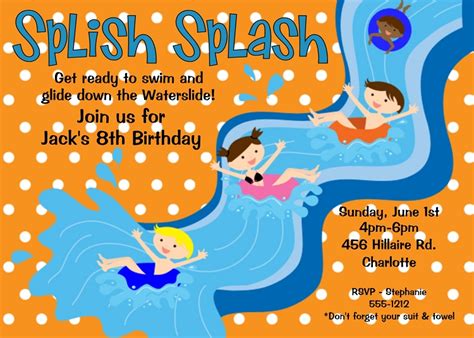 Water Slide Birthday Party Invitations Dolanpedia