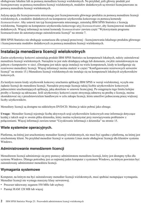 Ibm Spss Statistics Wersja Przewodnik Administratora Licencji