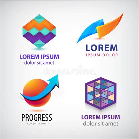 Vector Set Of 3d Cube Geometric Structure Logos Building Architecture Blocks Colorful Icons