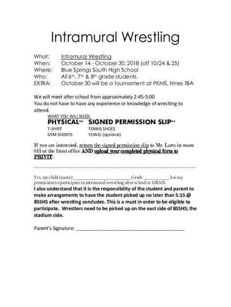 Fillable Online Intramural Wrestling Fax Email Print PdfFiller