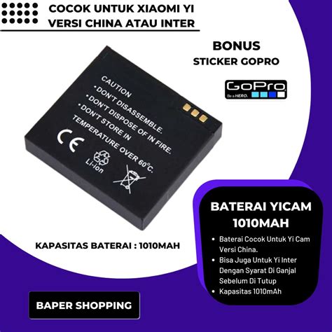 Jual Battery Yi Cam Basic Baterai Yicam Batre Xiaomi Yi Action