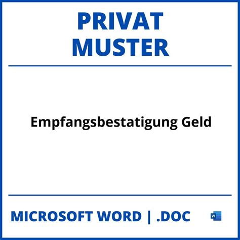 Empfangsbest Tigung Geld Privat Muster Word