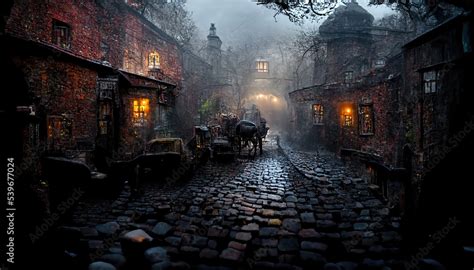 Ai Generated Image Of Victorian London On A Moody Evening With Gas