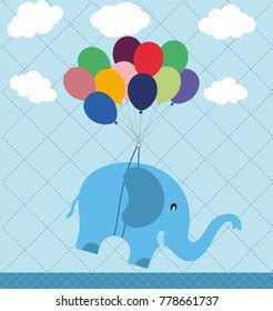 Elephant Vector Background Elephant Flying Balloons Stock Vector