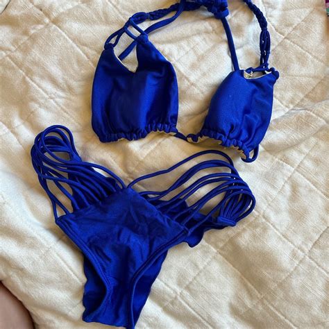 Luli Fama Bikini Set In Royal Blue And Top Is Depop