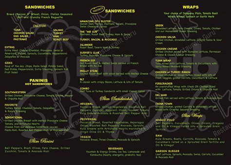 Menu at Mr Sub Sandwiches restaurant, Lahaina