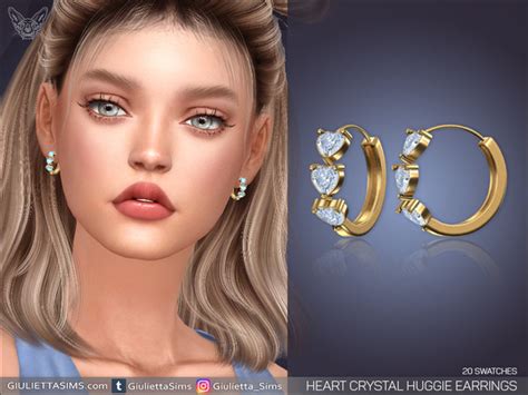 The Sims Resource Heart Crystal Huggie Earrings