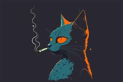 Cat Smoking Vector Illustration Graphic By BreakingDots Creative Fabrica