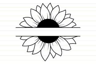 Sunflower Split Monogram Svg Flower Svg Graphic By Tadashop Design