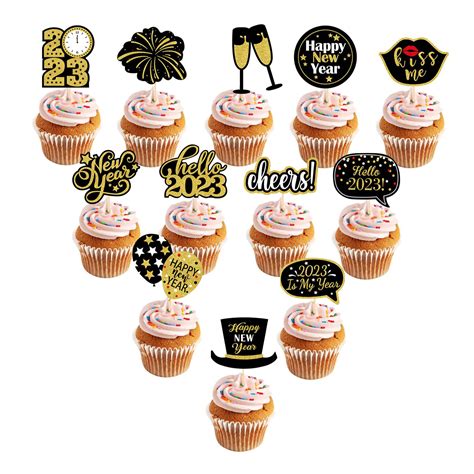 Buy Cake Topper Decorations Set Happy New Year Cupcake Toppers