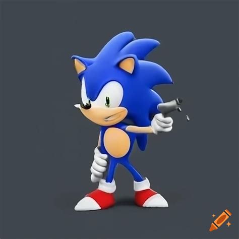 Sonic The Hedgehog With A Gun On Craiyon