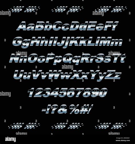 Letras y números del alfabeto de gradiente Metall Imagen Vector de