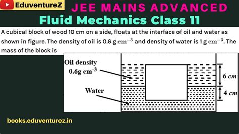 A Cubical Block Of Wood 10 Cm On A Side Floats At The Interface Of Oil