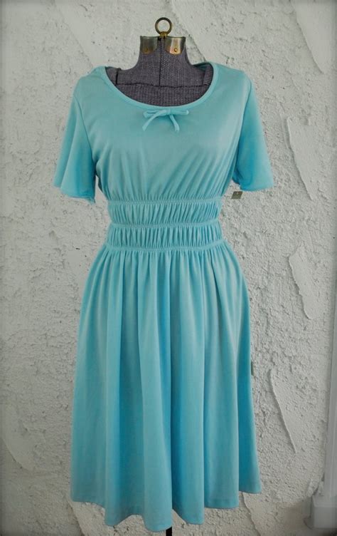 Vintage 1970s Sky Blue Full Skirt Day Dress Deadstock Sz Etsy