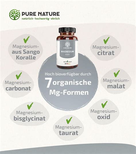 Pure Nature Magnesium Komplex Hochdosiert 400 Mg 7in1 Hochdosiert 180