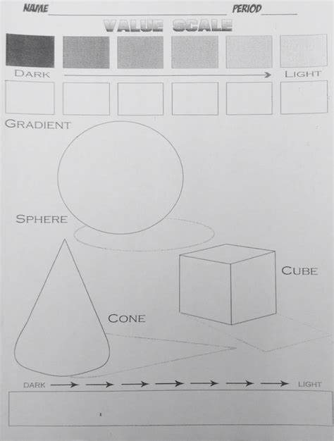 Shading Worksheet Value In Art Elements And Principles Sketch Book