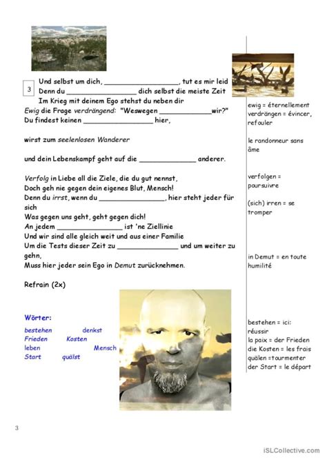 Thomas D Gebet an den Planet allgem Deutsch DAF Arbeitsblätter pdf doc