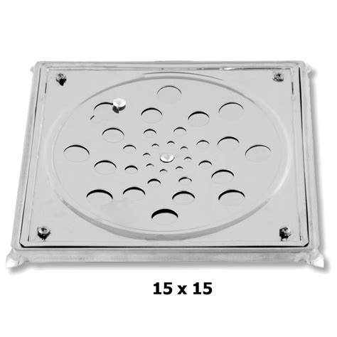 Ralo Grelha 15x15 Inox Quadrado C Fixador E Abre Fecha Facil